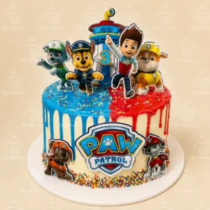 Torta personalizada de Paw Patrol con Ryder, Chase, Marshall, Rubble, Rocky y Zuma